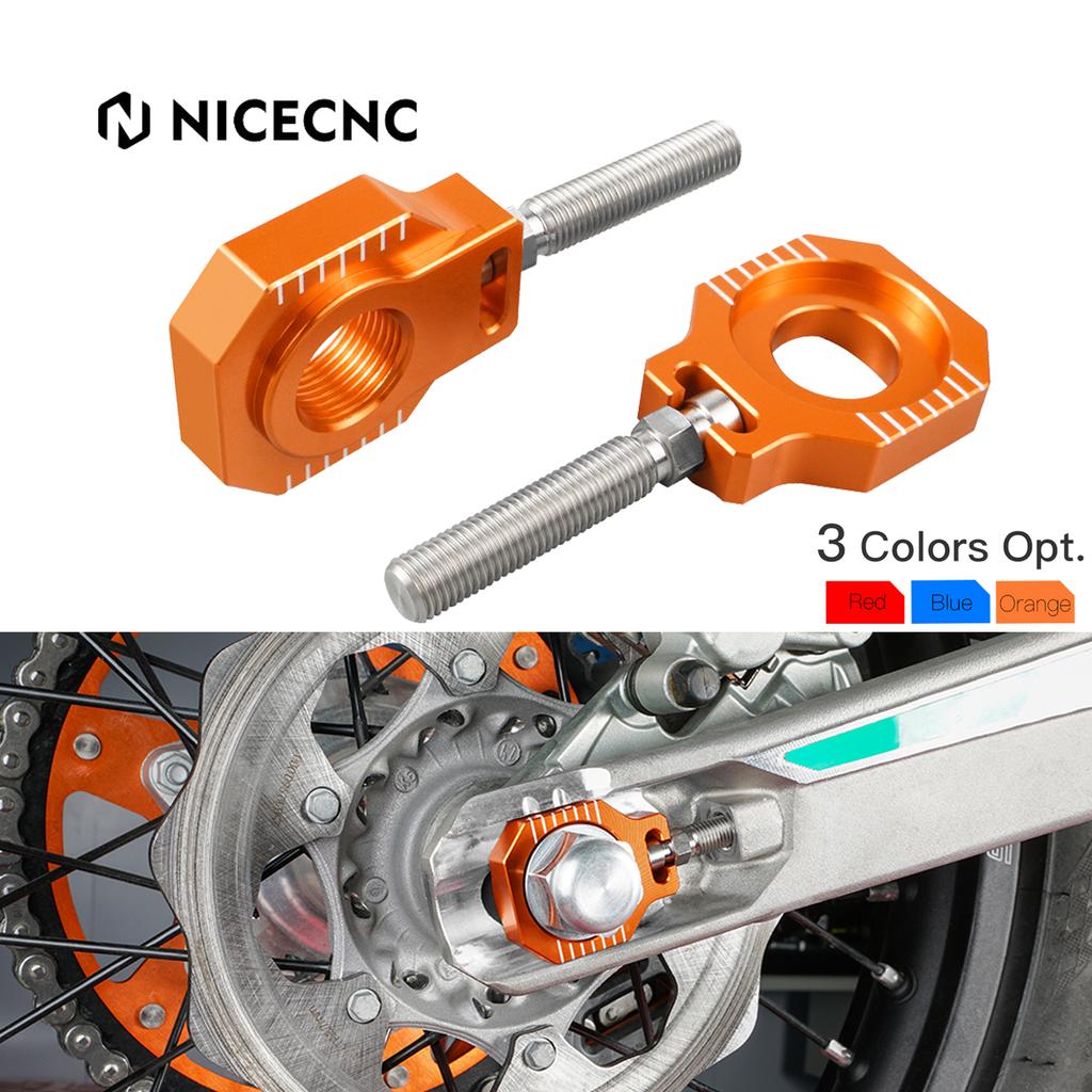 NICECNC For KTM EXC 300 EXC 250 EXCF 350 EXC 450 XCW 300 XCF-W 450 500 530 2000-2023 20mm Rear Axle Blocks Chain Adjuster