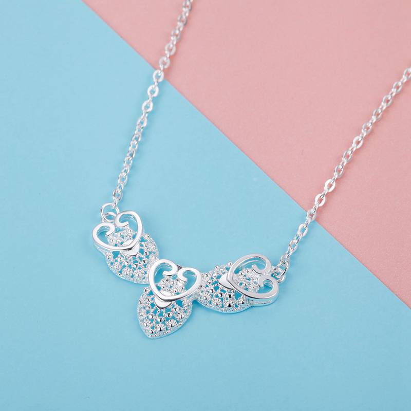 Новые комплекты ювелирных изделий из стерлингового серебра 925 пробы для женщин, элегантные серьги-колье в форме сердца, 18 дюймов, модные подарки для свадебной вечеринки