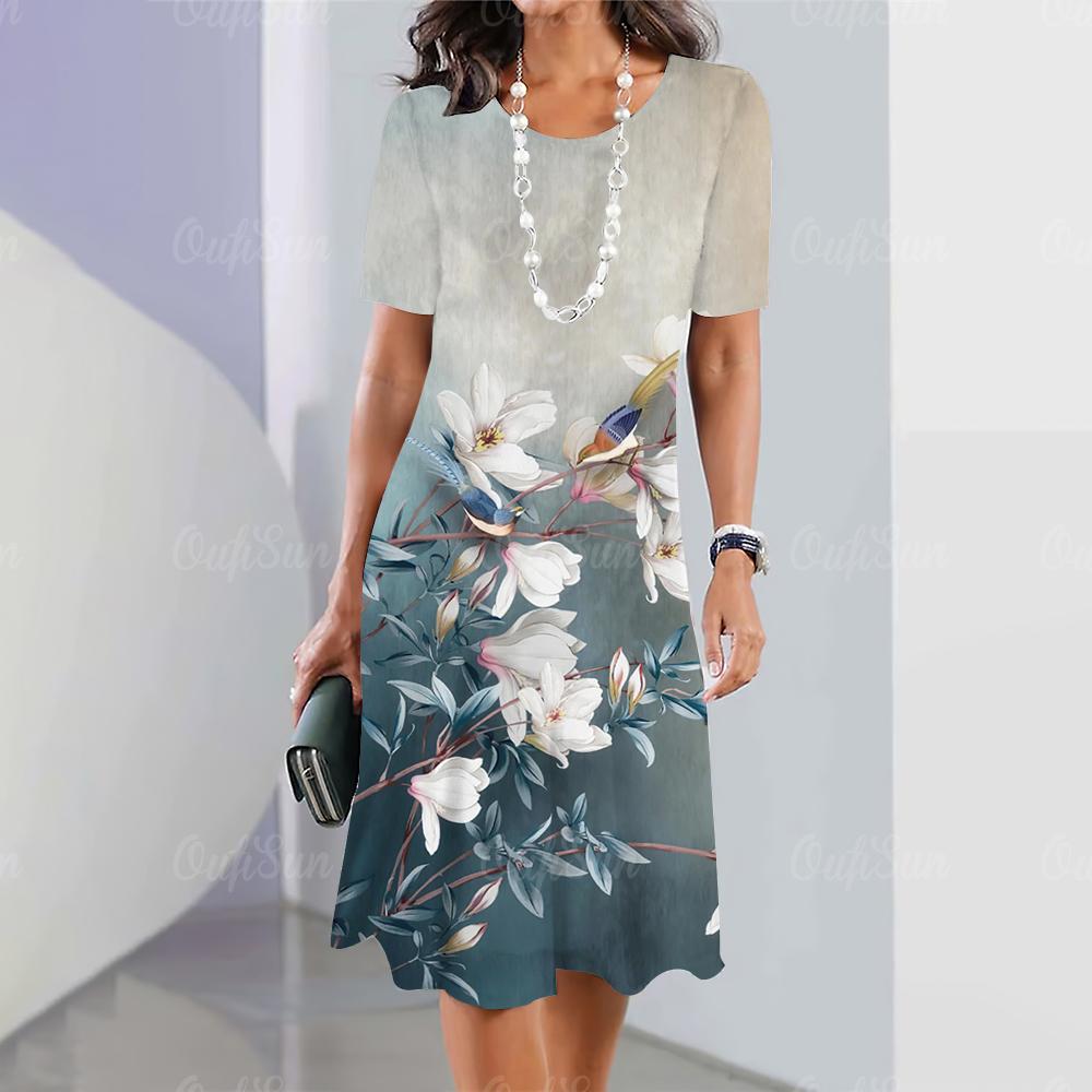 Новые женские платья с цветочным 3D-принтом, элегантные повседневные платья с коротким рукавом, модные винтажные платья больших размеров Y2k