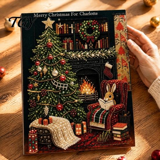 Easy Art Projects Christmas Faux Pearl Painting Kit, Santa Reindeer DIY Creative Winter Decor 3D Angel Wall Craft Kit for Adults, Festive Home Holiday