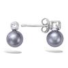 [P7018] - Silver Earrings 'Perla' Silver Gray - 10x6 Mm