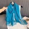 New Fashion Summer Women Soild Color Beach Scarf Silk Shawls Headband Female Headband Wraps Sunscreen Hijab Wholesale
