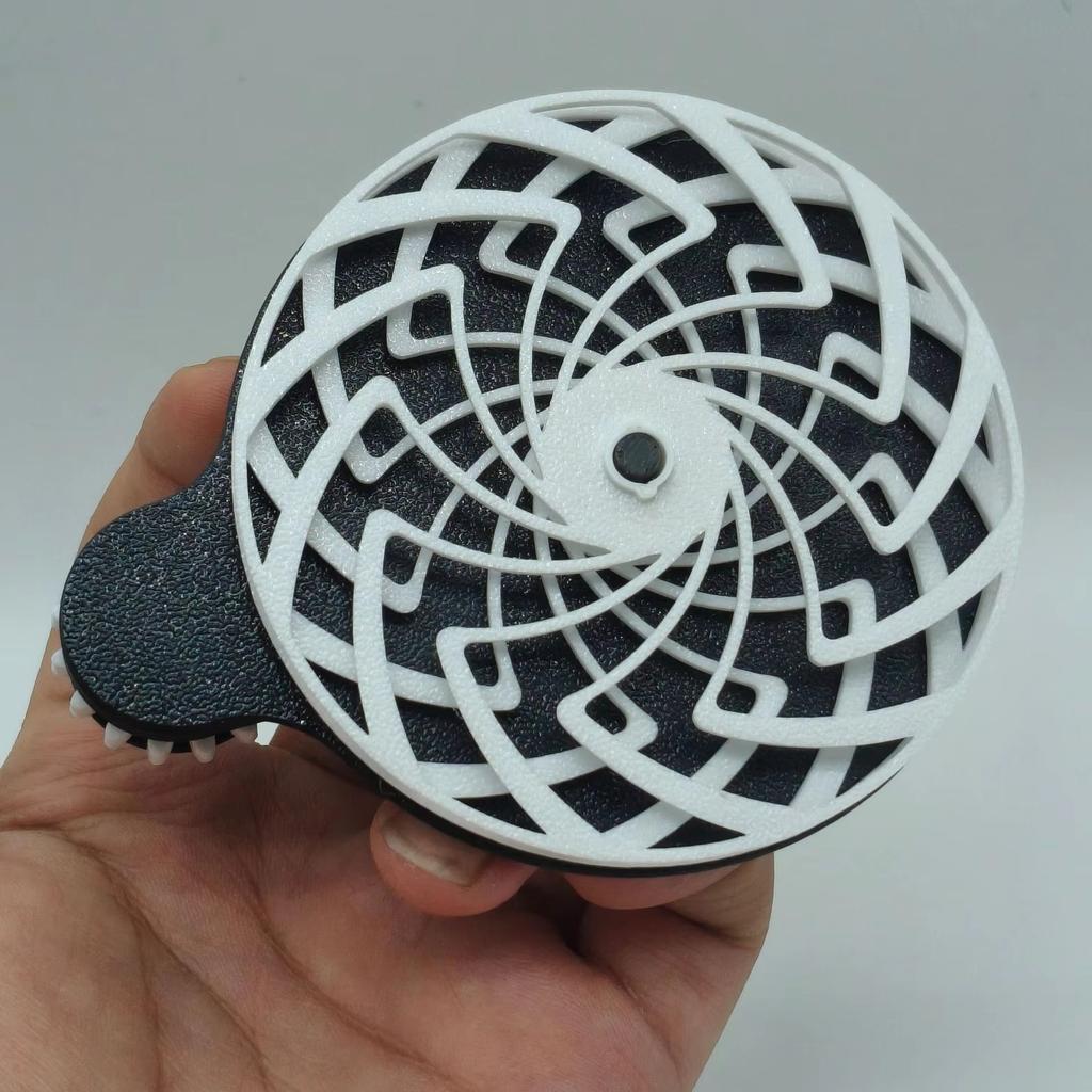 ABS Black And White Dynamic Stress Relief Toy Simple Fashionable 3D Printed Spiral Dynamic Hypnosis Psychedelic Gear