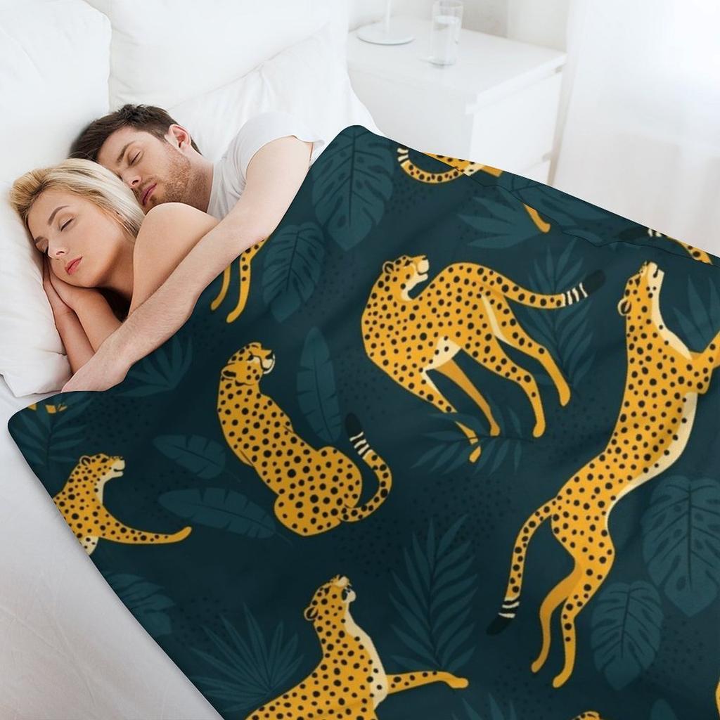 Ночной узор гепарда Плед Роскошный бренд Мягкий Тонкий для кровати Диван Лоскутное одеяло
