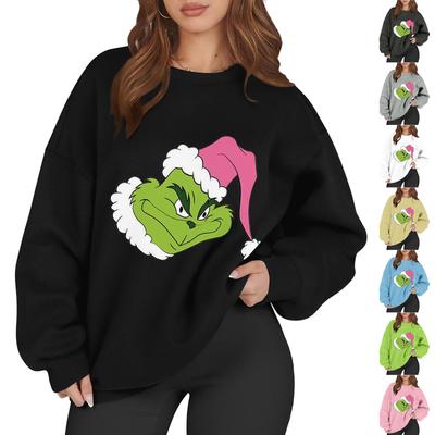 Женский модный пуловер с длинным рукавом, принтом и круглым вырезом, свободного кроя