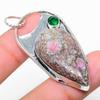 Ruby In Fuchsite, Diopside Ethnic 925 Sterling Silver Jewelry Pendant 2.25" h0H63