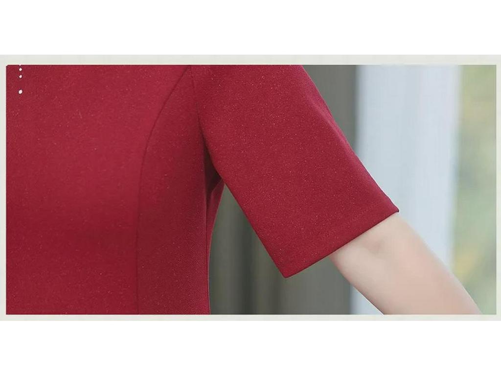 Комплект из двух частей красного платья 2023 года для женщин среднего и пожилого возраста: Модная юбка длиной до колена для свадеб и банкетов