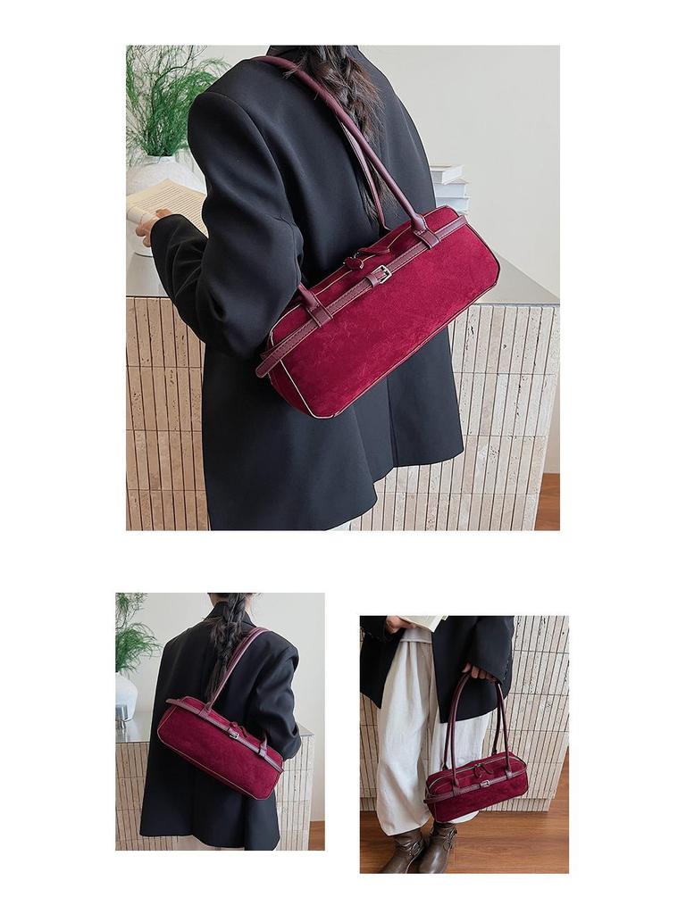 Сумка-багет из матовой кожи Yuezi: Осенне-зимняя коллекция 2025 года: Сумка Boston через плечо и под мышку