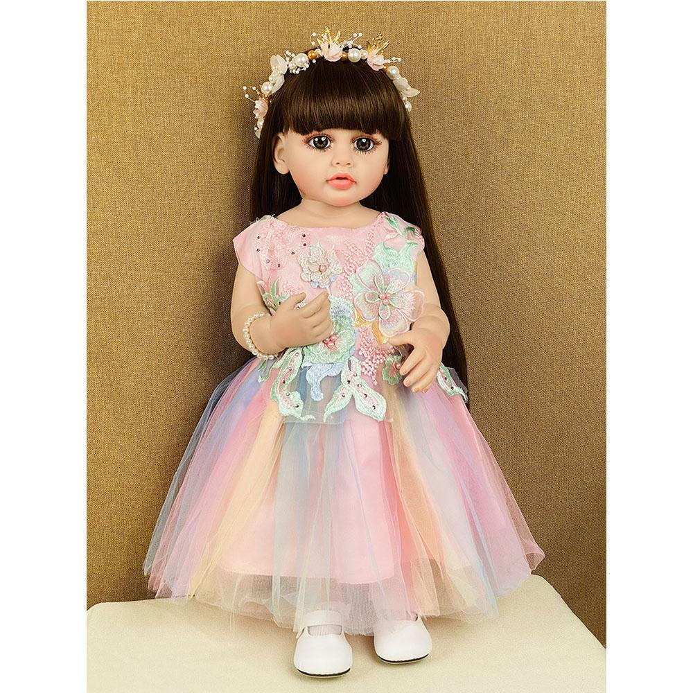 55 см 22 дюйма, кукла розового цвета, мягкая силиконовая виниловая кукла Reborn для маленьких девочек, принцесса Бетти с длинным париком, волосы, куклы, игрушки