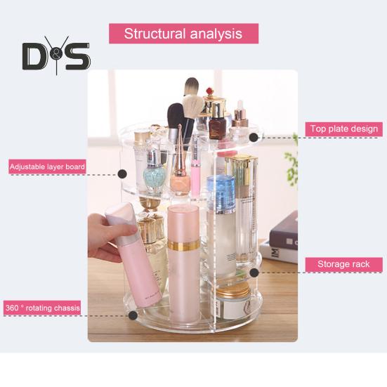 Органайзер для косметики, ящик для хранения, большая вместимость, многоцелевой, прозрачный, вращающийся на 360 градусов, органайзер для косметики, косметический дисплей
