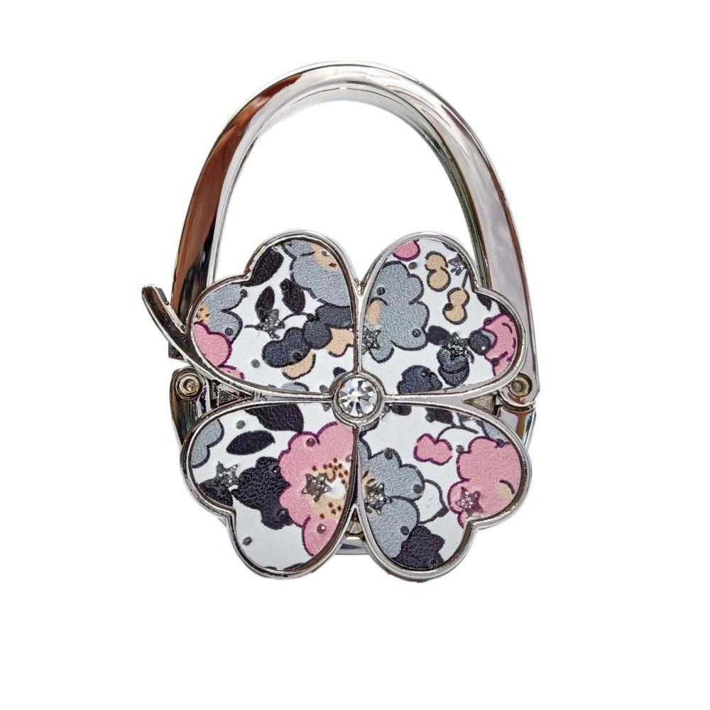 Прочный складной крючок для сумочки в виде четырехлистного клевера, креативный и красивый держатель для сумочки на стол.