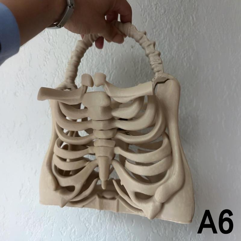 Сумка в виде кости скелета, напечатанная на 3D-принтере, готический кошелек-скелет, жуткая реалистичная сумочка в виде грудной клетки, функциональный карман, тематическая вечеринка на Хэллоуин