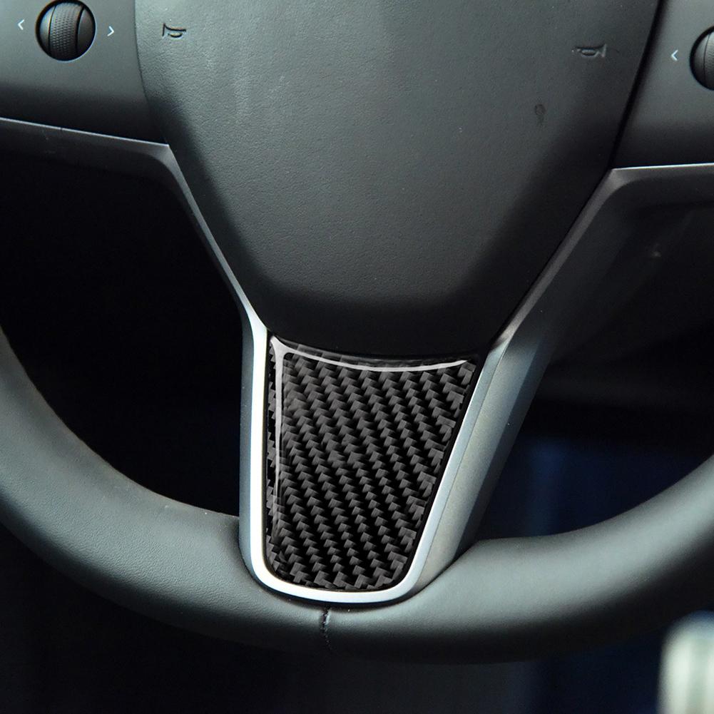 Декоративная наклейка из углеродного волокна, внутренняя панель, наклейка, отделка, универсальная наклейка на кнопку автомобиля, украшение для Tesla Model 3