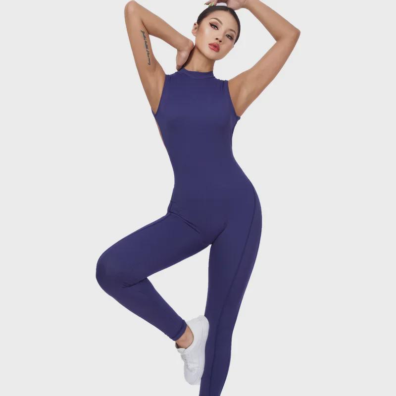 Сексуальный спортивный комбинезон персикового цвета с открытой спиной и бедрами в европейско-американском стиле: Женские быстросохнущие обтягивающие колготки для йоги и спорта