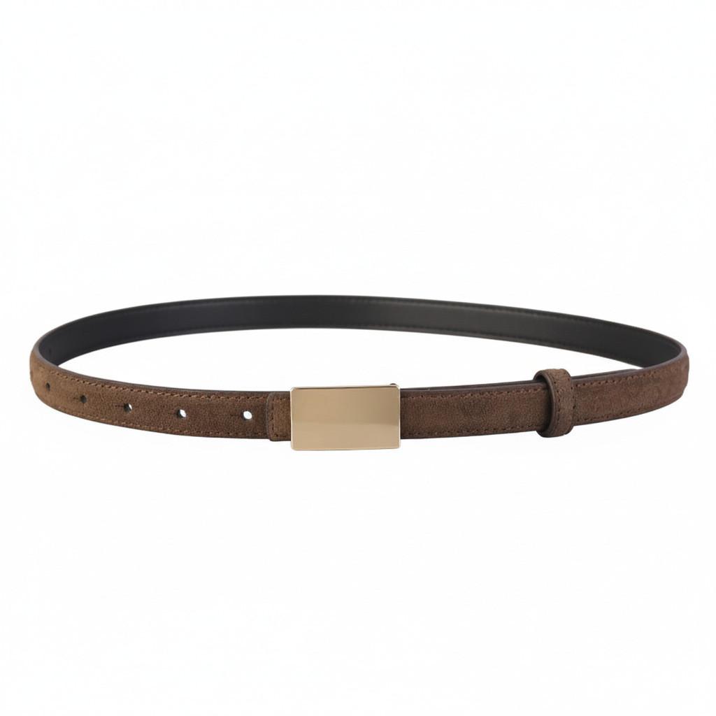 Womens Genuine Cowhide Leather Belt With Prong Buckle For Office And Casual Wear