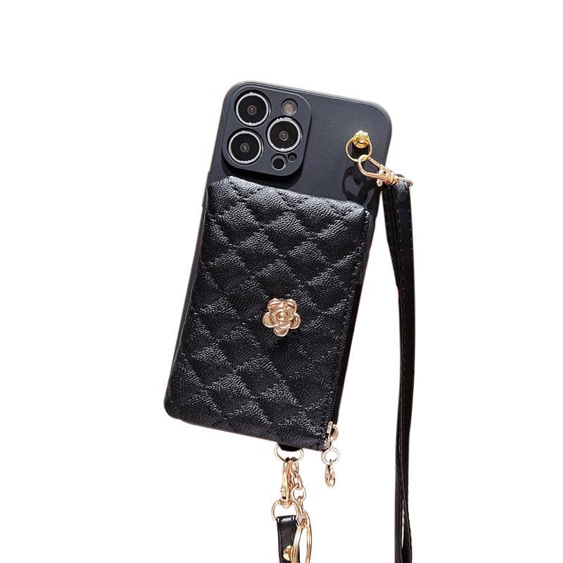 Гальванизированный Металлический Кошелек-визитница Чехол для телефона Камелия для IPhone16promax Ремешок через плечо 15 для Apple 14