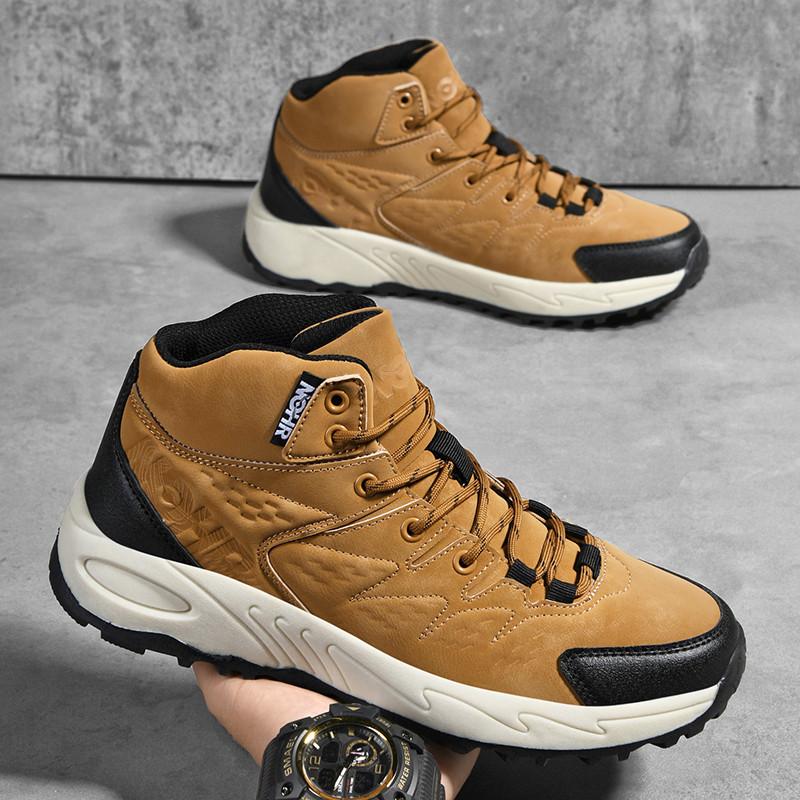 Альпинистские ботинки с высоким берцем мужские очень большого размера противоскользящие и износостойкие осенне-зимние для походов черные мужские ботинки спортивная обувь