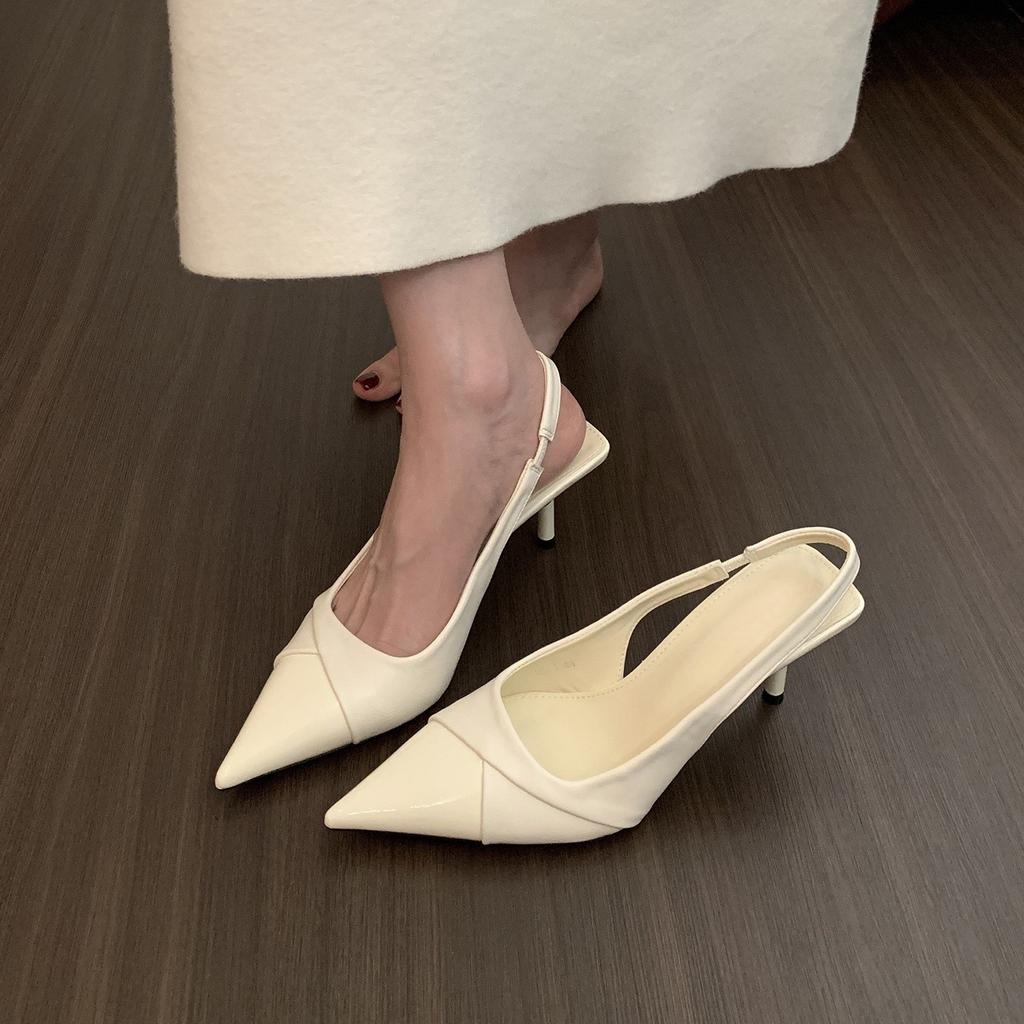 Черные остроносые туфли на высоком каблуке женские весенние новые темпераментные элегантные туфли-лодочки на тонком каблуке, открытые босоножки, одинарные туфли