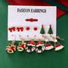 European & American Christmas Earrings Set - 6-Piece: Tree, Bell, & Bow Designs