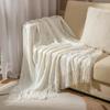 Acrylic Caramel Knitted Throw Blanket with Tassels for Bed,Couch,Chairs,Lightweight, Soft Cozy Textured Blankets Christmas Gift
