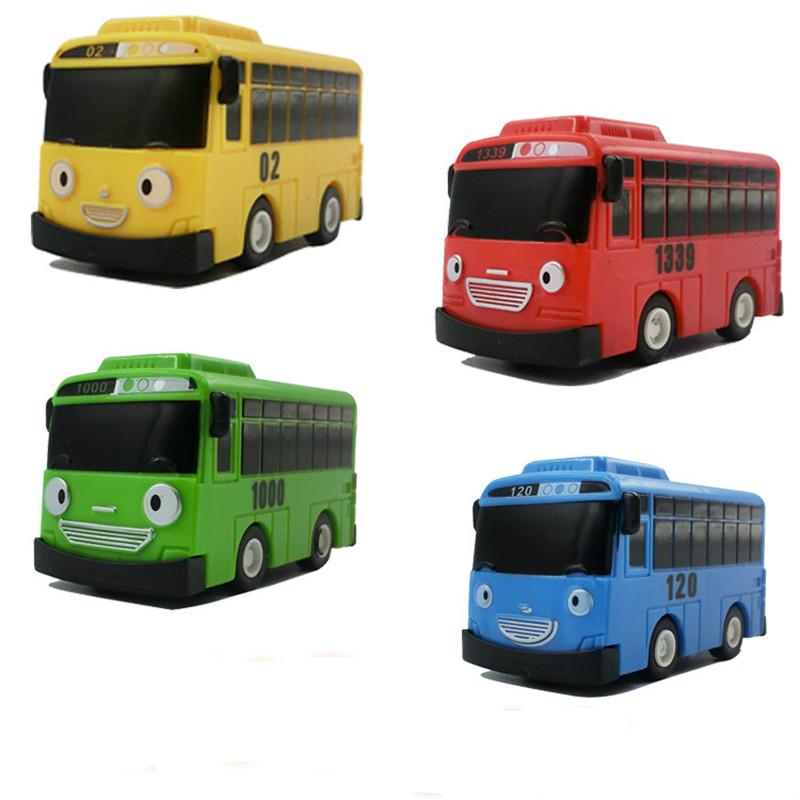 Новый 4 шт./набор ko Toy Маленький Автобус Мини Пластиковый Инерционный Синий Тайо Красный Гани Желтый Лани Зеленый Rogi Автобус Модель Машины для Детского Подарка