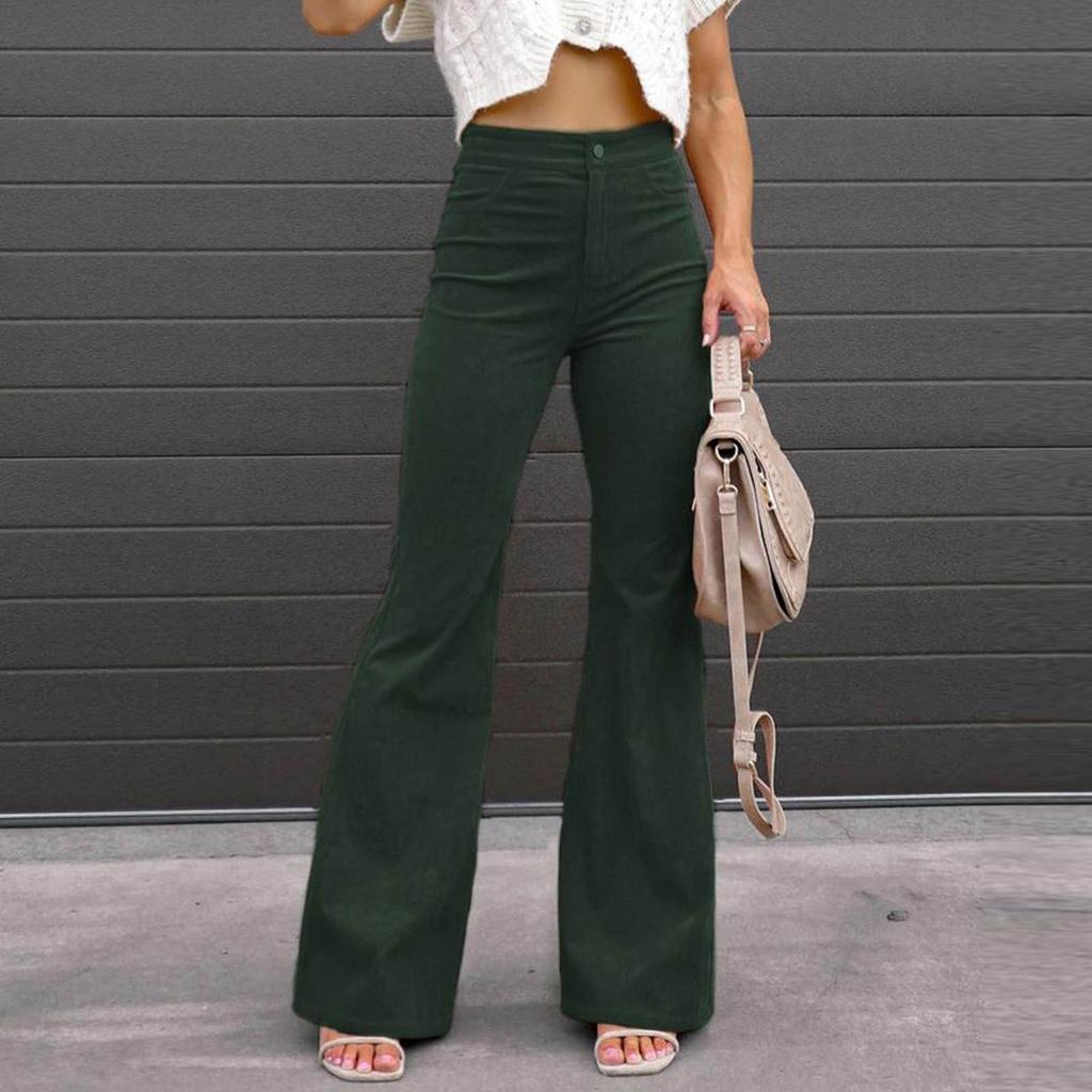 Women's High Waist Casual Pants Solid Color  Loose Straight Leg Trousers Women