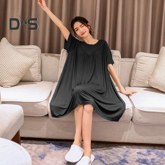 Pullover Lady Night Robe Short Sleeves Stylish Sleepwear Women Night Dress