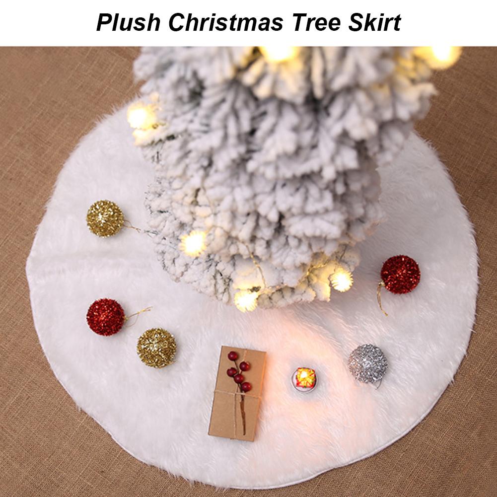 78/120/150cm Christmas Tree Skirt White Plush Xmas Tree Foot Carpet Faux Fur Christmas Tree Base Cover Mat New Year Decoration