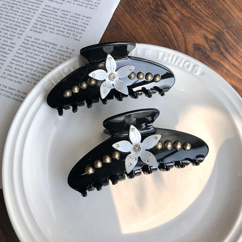 1 шт. Классический объем для волос «Вистерия», Элегантный большой размер с инкрустацией бриллиантами, Женский французский стиль люкс, Зажим-акула, Заколка для волос