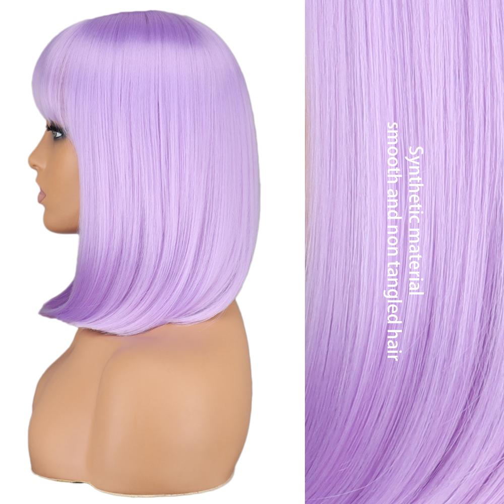 LISI HAIR Короткие парики Боб лавандового фиолетового цвета с челкой Синтетический красочный парик для косплея на каждый день для женщин из натуральных волос