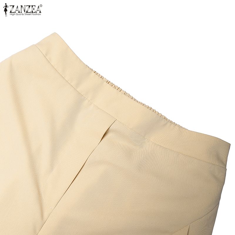Casual Waist Women Zanzea Elastic Loose Straight Long Pants