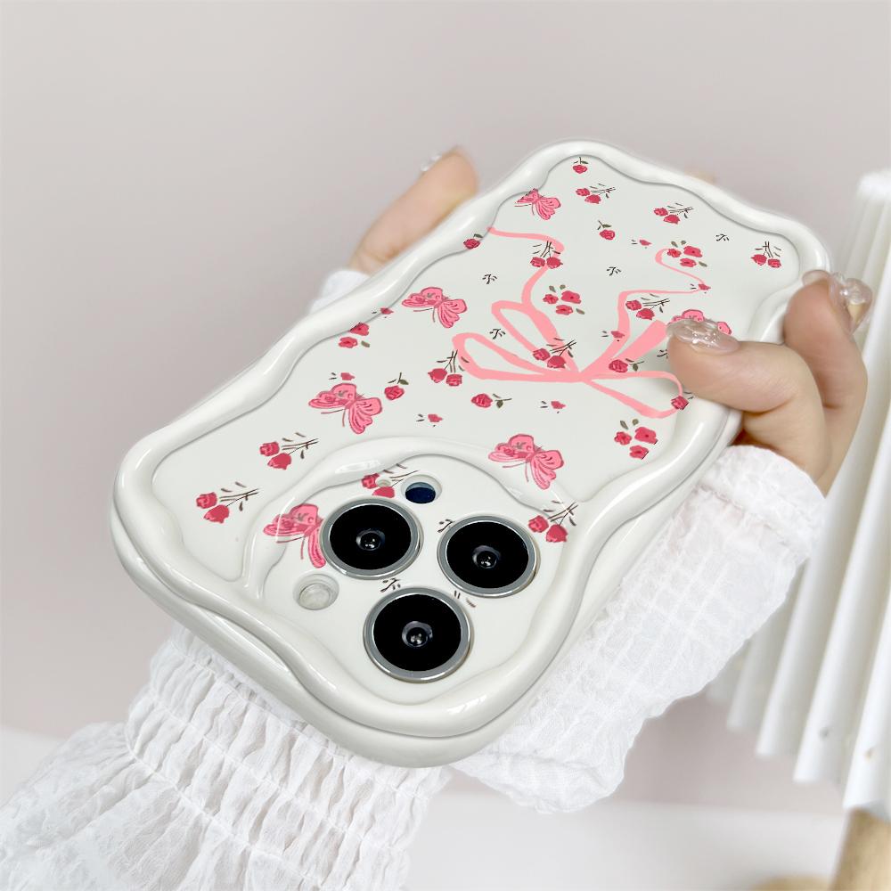 Cartoon Pattern Cream Texture Casing Wavy Edge Soft Silicone Cover Phone Case for IPhone Samsung Huawei Honor Xiaomi Redmi Infinix Tecno