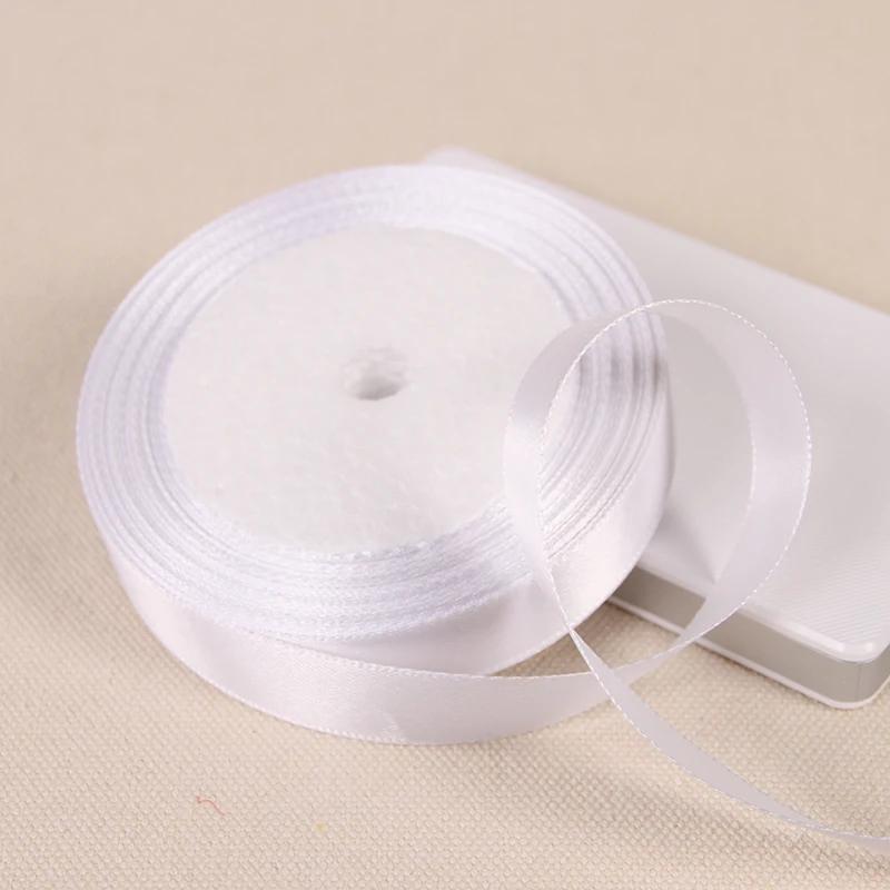6мм 10мм 15мм 20мм 25мм 40мм 50мм Белые Односторонние Атласные Ленты DIY Рукоделие Свадебное Украшение Упаковка Подарков