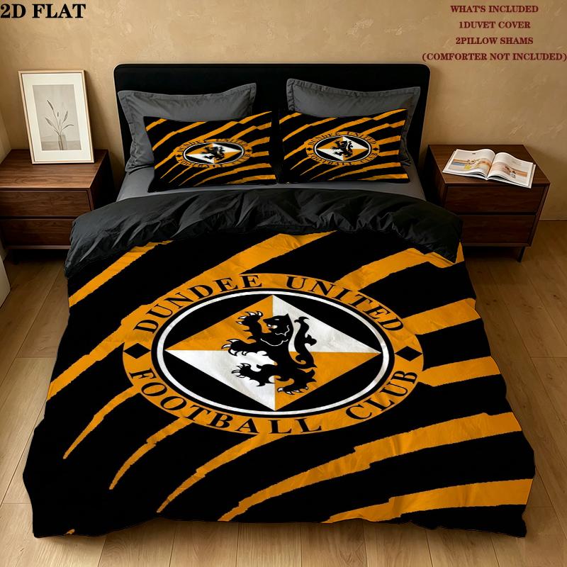 Dundee Fc Pattern Bedding uilt Set uilt Cover Pillowcase Home Decoration Birthday Gift (1 * duvet cover + 2 * pillowcase without core)