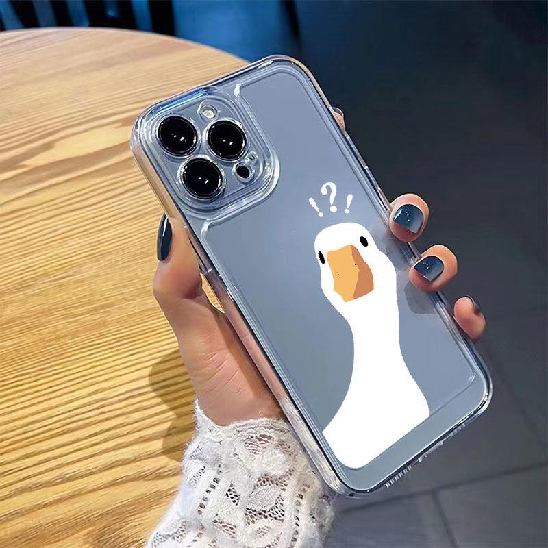 Мягкий прозрачный чехол для телефона Samsung Galaxy S26 S25 S24 S23 Ultra S22 Plus S21 FE A56 A34 A54 A35 A55 A37 A57 5G Мультяшная утка