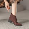 Fashion New Autumn Cow Suede Women Boots Pointed Toe Chunky Heel Boots for Women Winter Boots Women Versatile Ankle Boots Zapatos Mujer