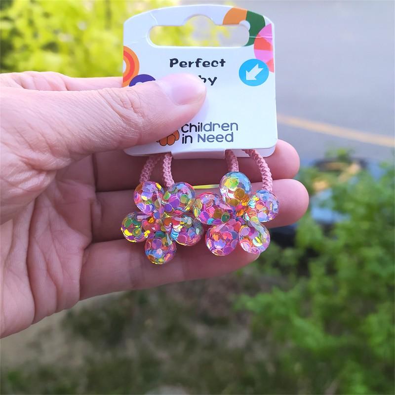 Милые мультяшные эластичные резинки для волос для детей с дизайном звезды, цветка и винограда - 2 штуки