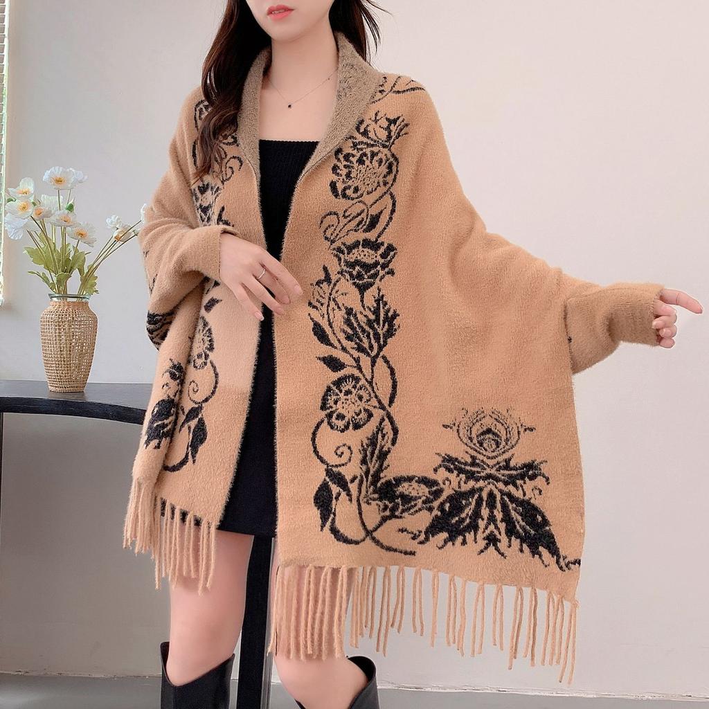 Шаль Этнический стиль свитер вязаный теплый женский осень и зима новый плащ стиль плащ куртка