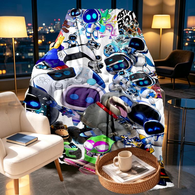 Cosmic Bot Crew Print Blanket - Soft & Comfortable, for Bedroom, Travel, Sofa, Home Decoration - Birthday Christmas Gift for Friend