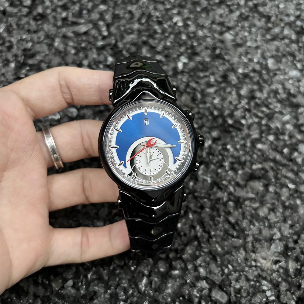 Модные Синие Кварцевые Часы Мужские Креативные Инопланетные Поддельный Циферблат Y2K Классический Уникальный Стиль Бизнес Спорт Мужские Часы Часы Мужские Наручные