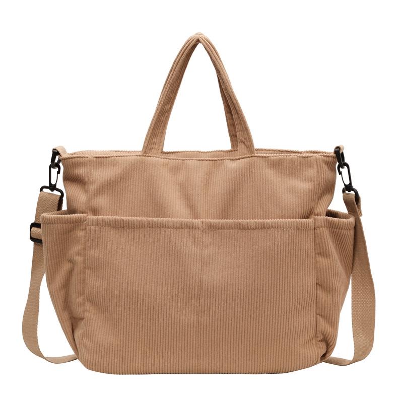 Женская вельветовая сумка-тоут большой вместимости - Универсальная сумка через плечо, на плечо, ручная сумка для поездок на работу и повседневного использования