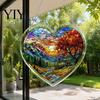 Colorful Wall Patterns Heart-Shaped Acrylic Suncatcher Jigsaw Puzzle, 7.48 Inch Dragonfly Floral Window Hanging Puzzle for Adults Decor with