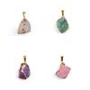 1Pc Natural Stone Crystal Pendant Golden Wrapped Edge,Handmade Irregular Charms for DIY Necklace Jewelry Accessories 25-35mm