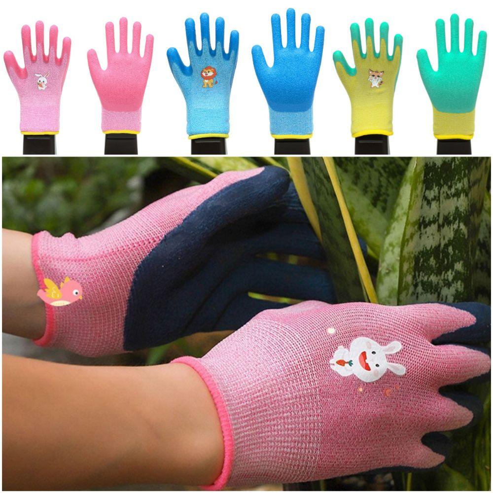 Multi-purpose Protective Mittens Cartoon Animal Latex Coated Gloves Kids Work Gloves Gardening