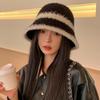 Hat Women's Autumn and Winter New Lamb Plush Bucket Hat Color Matching Versatile Bucket Hat Warm and Cold Knitted Basin Hat Tide