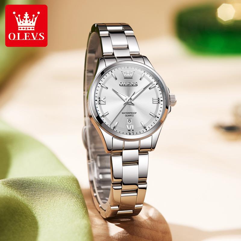 Женские кварцевые часы Oulishi из цельной стали - Высококлассные, Водонепроницаемые, Полностью автоматические, Модный аксессуар