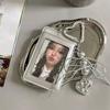 Держатель для фотокарточек Ins Черный ПУ Хранение кредитных карт 3 в 1 Защитная обложка для студенческого удостоверения Держатель для фотокарточек K-pop идолов Брелок Сумка Подарок