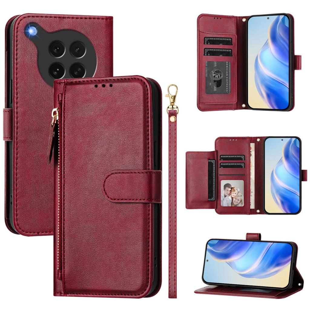 For Oppo Find X8s 5G Case Zipper Pocket Multiple Card Slots Leather Phone Cover