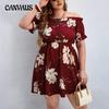 Плюс Размер Женщин Новый Темперамент Принт Платье Эластичный Пояс