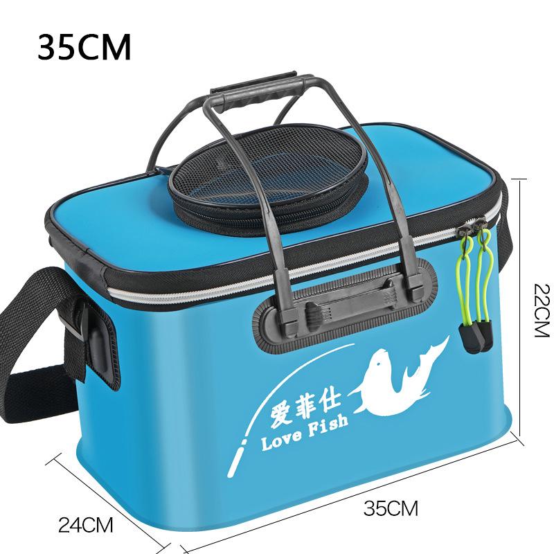 Foldable Wear-resistant Waterproof EVA Fishing Barrel Fishing Box Tools Box Optional Rechargeable Oxygen Pump 30cm/35cm/40cm/45cm/50cm Size Choices